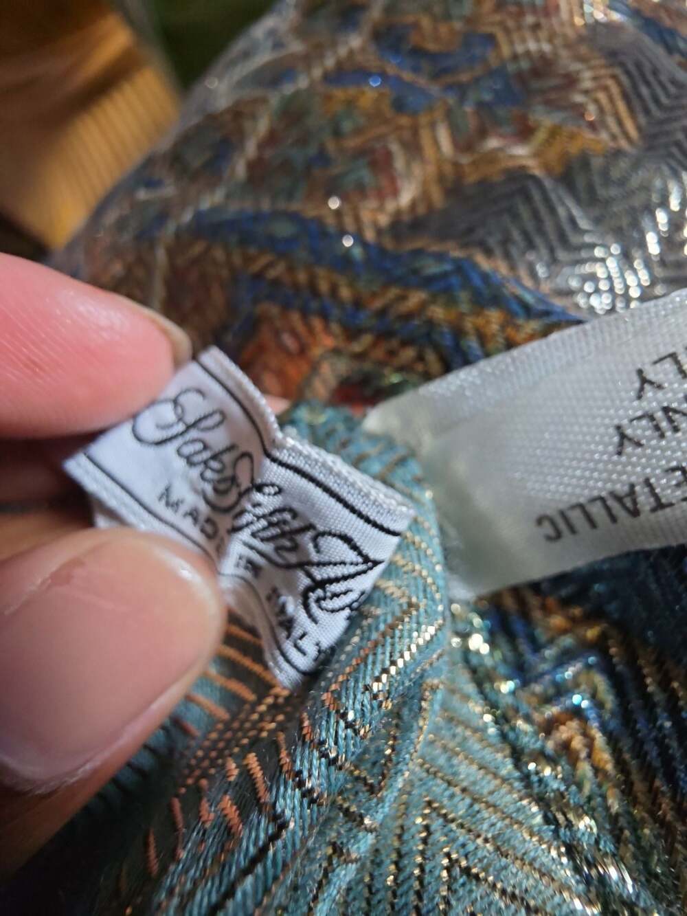 Saks Fifth Avenue Vintage Metallic Brocade Paisley Fabric Scarf or Wrap